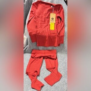 Wiled Woven Cranberry ribbed 2 piece long sleeve and pants pj set Tencel